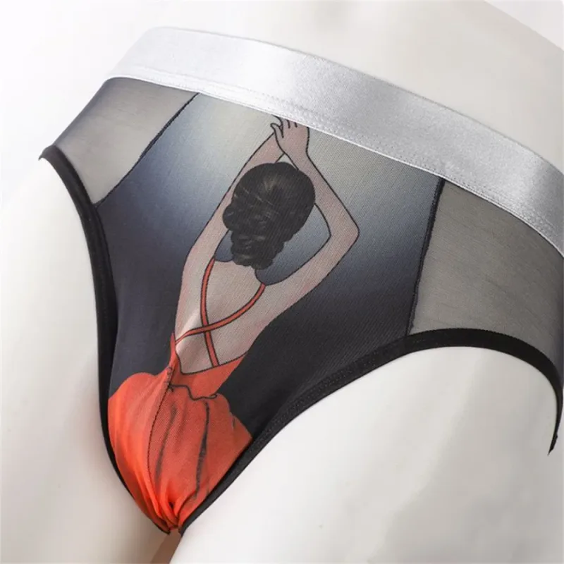 Novelty Cartoon Mesh Briefs Men Underwear NEW 2026 Male U Convex Pouch Underpants Plus Size XL-4XL — image 3