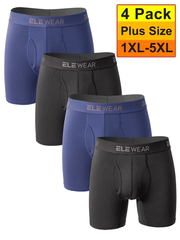 4 Pack Men Underwear With Opening Breathable Mens Boxershorts Men's Panties Underpants Plus Size 1XL-5XL Fashion Boxers Brief