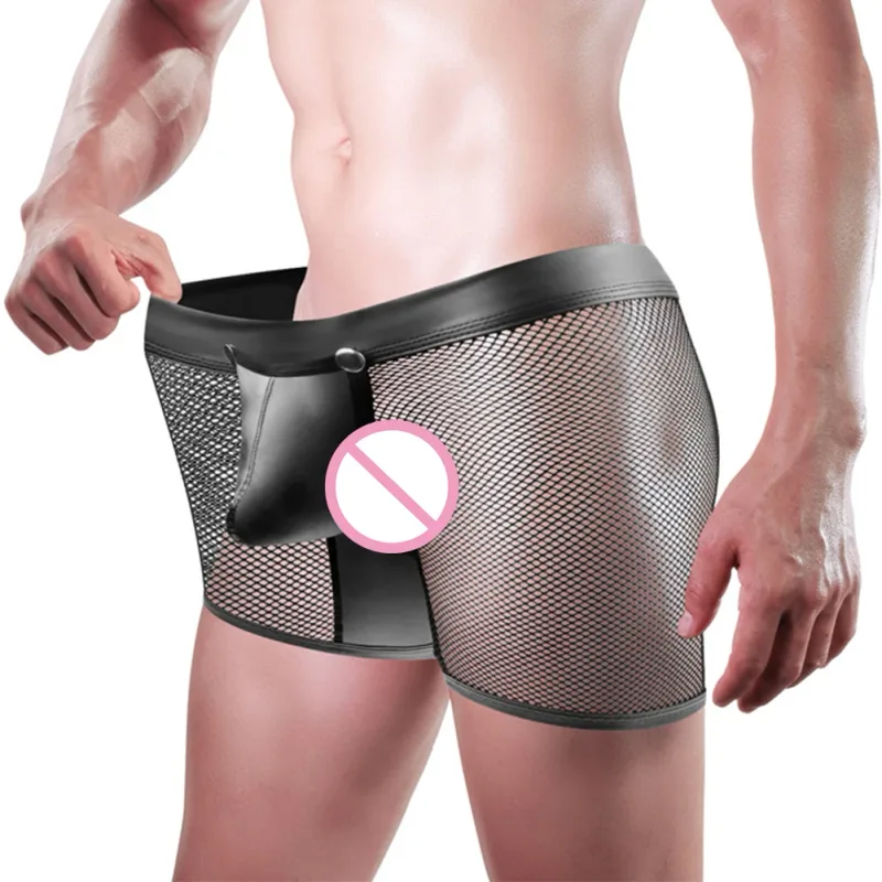 กางเกงขาสั้นถุงน่องผู้ชาย Fishnet ชุดชั้นใน Lounge เสื้อผ้าสไตล์ All Seasons ขนาดเฉลี่ย Fit ผ้าระบายอากาศ ธีมคลาสสิก — image 9