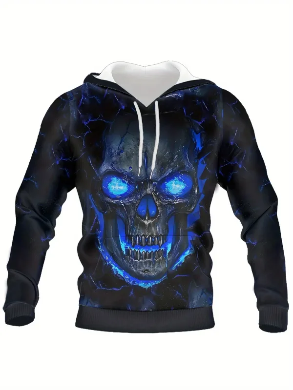 Sweat-shirt imprimé crâne et Rose en 3D, vêtements de sport avec cordon de serrage, hauts à manches longues, sweat à capuche pour hommes, vêtements graphiques de rue — image 14
