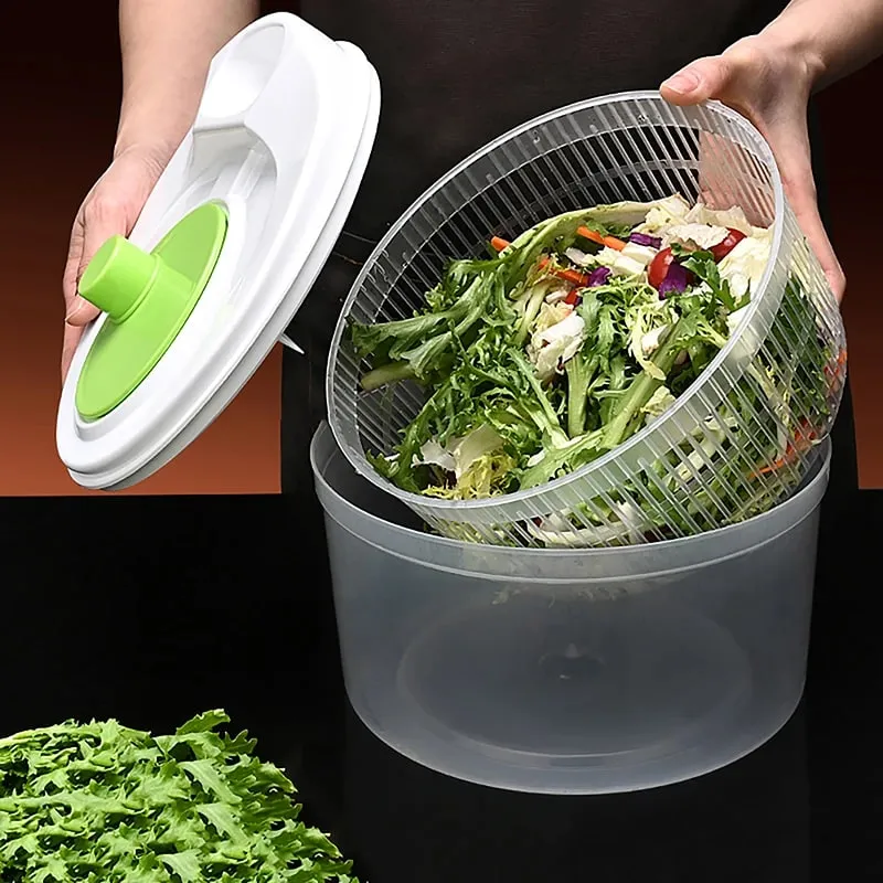Salad Spinner Dryer Vegetable Fruit Food Drain Basket Dehydrator Quick Washing Drying Manual Centrifuge Kitchen Household Tool