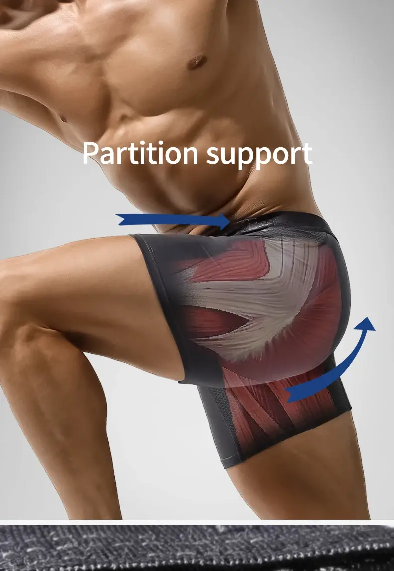 Extended sports underwear, men's boxer shorts, Modal anti-leg abrasion running, large size breathable training quadrangle shorts — image 3