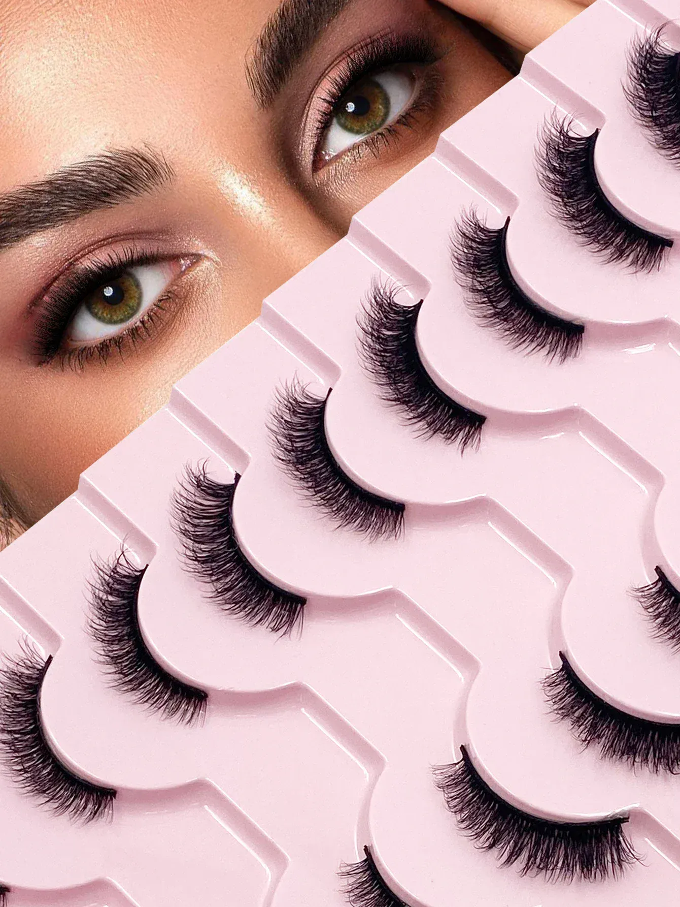Τρισδιάστατες βλεφαρίδες Cat Eye Half Lashes 10 Pairs Half Lashes Natural Clear Stem False eyelash Extension Makeup Faux Cils maquiag — image 3