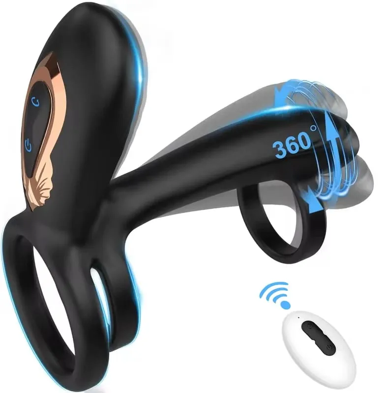 Remote Control Penis Ring Vibrator Sex Toy for Men Delay Time Prostate Massager 360° Rotation Twisting Vibrating Cock Rings 18+ — image 1
