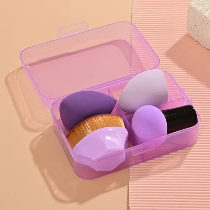 4 pçs beleza pro fundação cosméticos puff conjunto seco molhado utilizável ferramenta de maquiagem pincéis mágicos com caixa esponja pó maquiagem