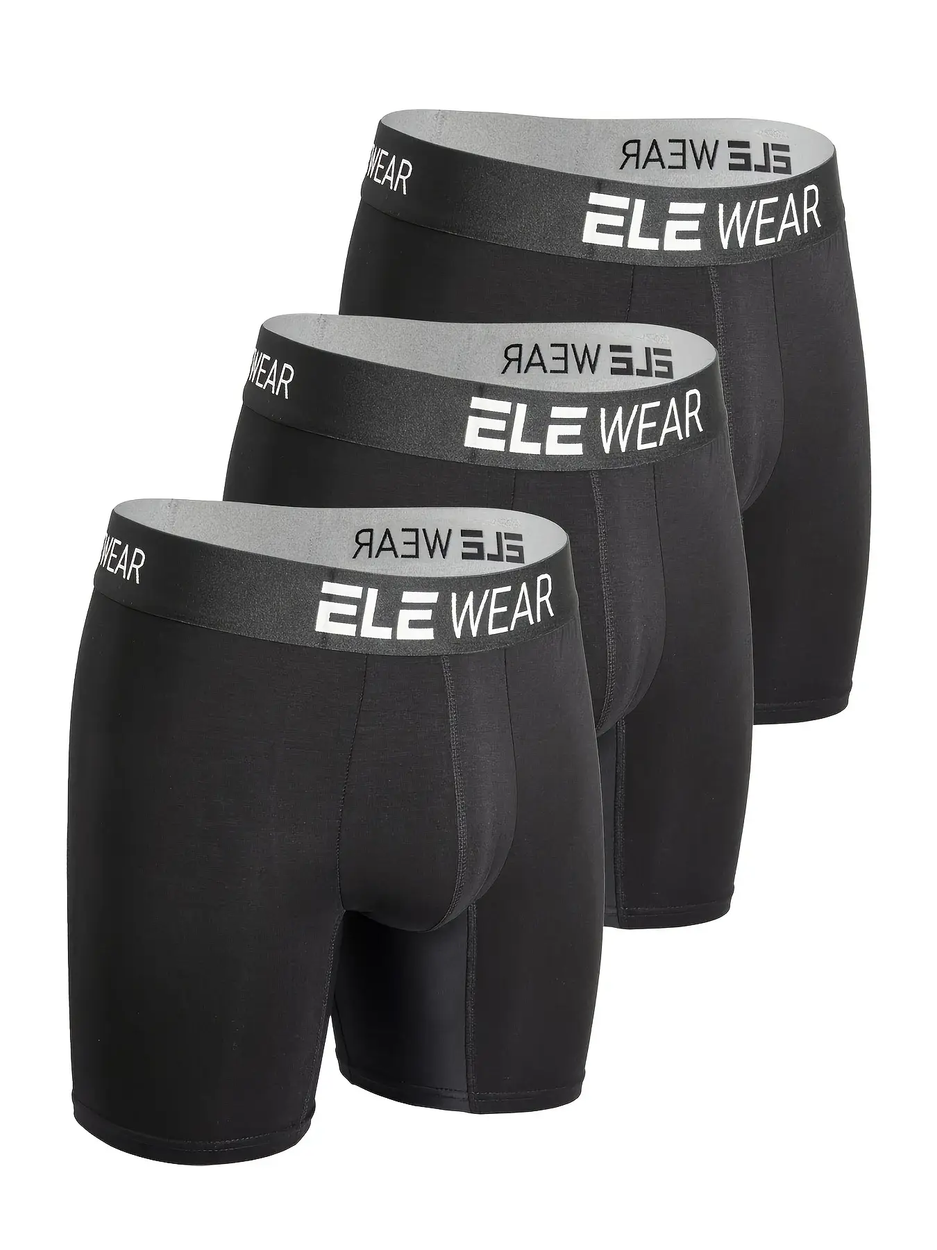 3pcs Bamboo Men's Underwear Long Sports Underwear, Moisture-Wicking, Boxer Briefs For Men — image 3