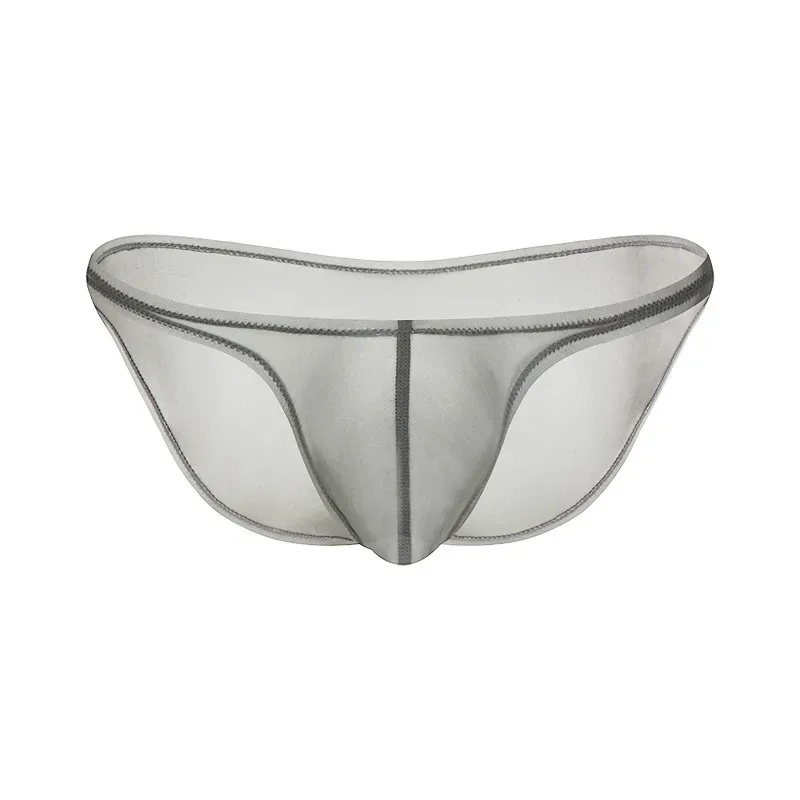 Sexy Mens Underwear Ice Silk Briefs Low Rise Transparent Bikini Panties Breathable Quick Dry Mesh Lightweight Undergarments — image 13