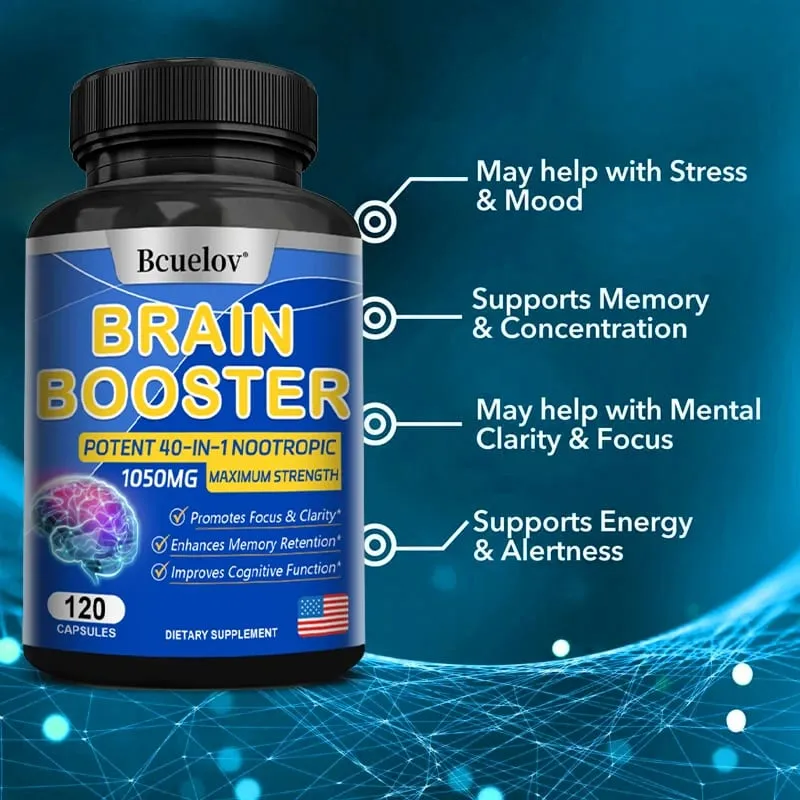 Κάψουλες Brain Nutrition - Συμπλήρωμα Διατροφής 40-σε-1 Ισχυρή φόρμουλα Vegan Non-GMO Υποστηρίζει την εστίαση και την υγεία του εγκεφάλου — image 2