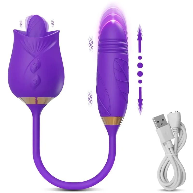 Rose-Sucking Thrusting Dildo Vibrator for Women Nipple Clit Stimulator Vibrating Egg Tongue Licking Clitoris Sucker Sex Toys — image 15
