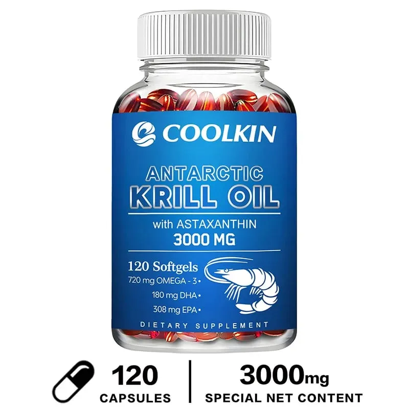 Antarctic Krill Oil 3000mg - Ωμέγα-3 EPA DHA Φυσική Ασταξανθίνη Μέγιστη Δύναμη για την υγεία της καρδιάς και των αρθρώσεων