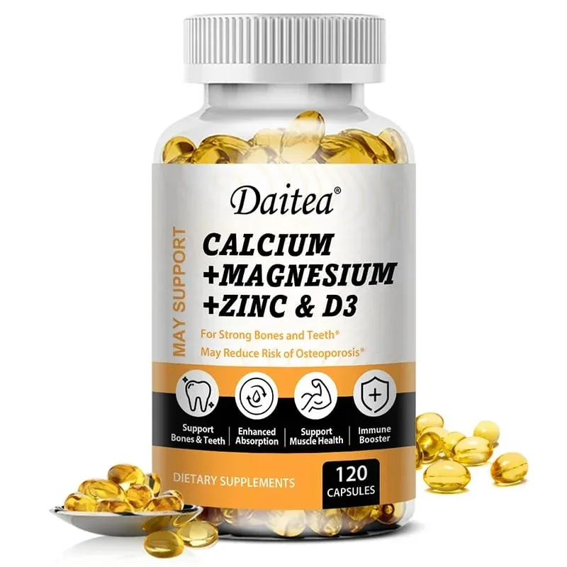 Daitea Calcium Magnesium Zinc Capsules Vitamin D3 helps support bones teeth heart and enhance immune system function.