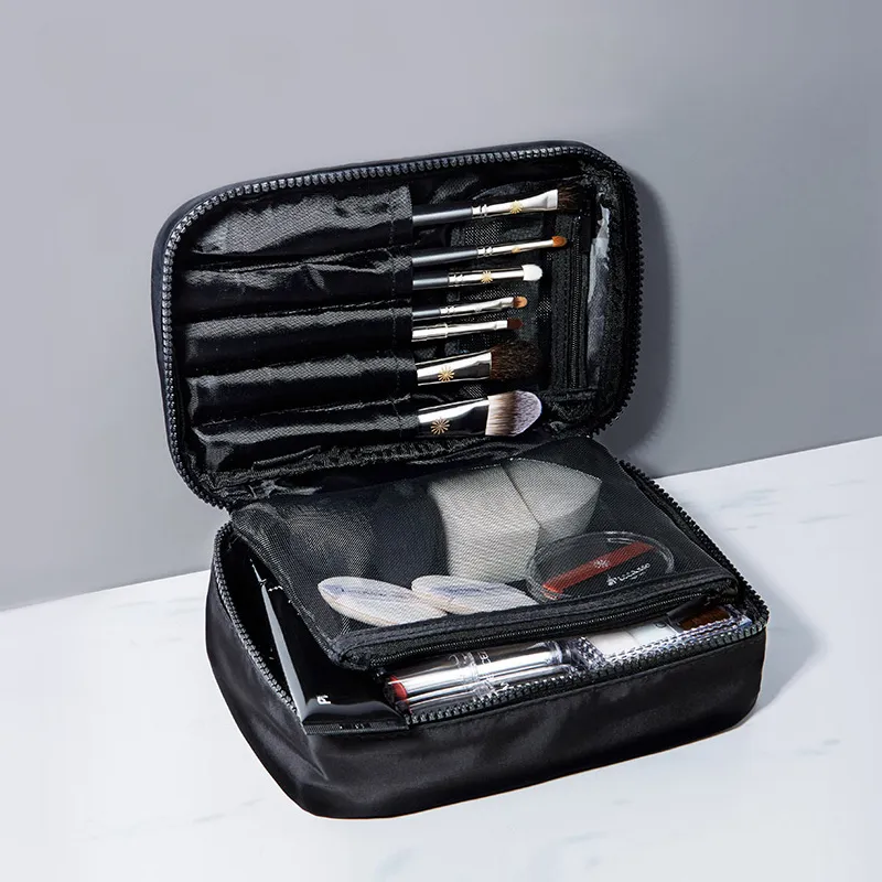 PA CARRIER COMBO POUCH Μαύρο & ασημί πινέλα μακιγιάζ και τσάντα αποθήκευσης καλλυντικών για ταξίδια