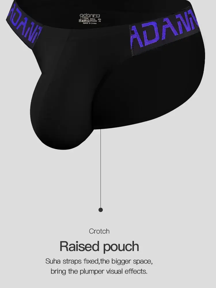 1PCS Men's ADANNU Modal Triangle Briefs Letter Waistband Soft Breathable Underwear