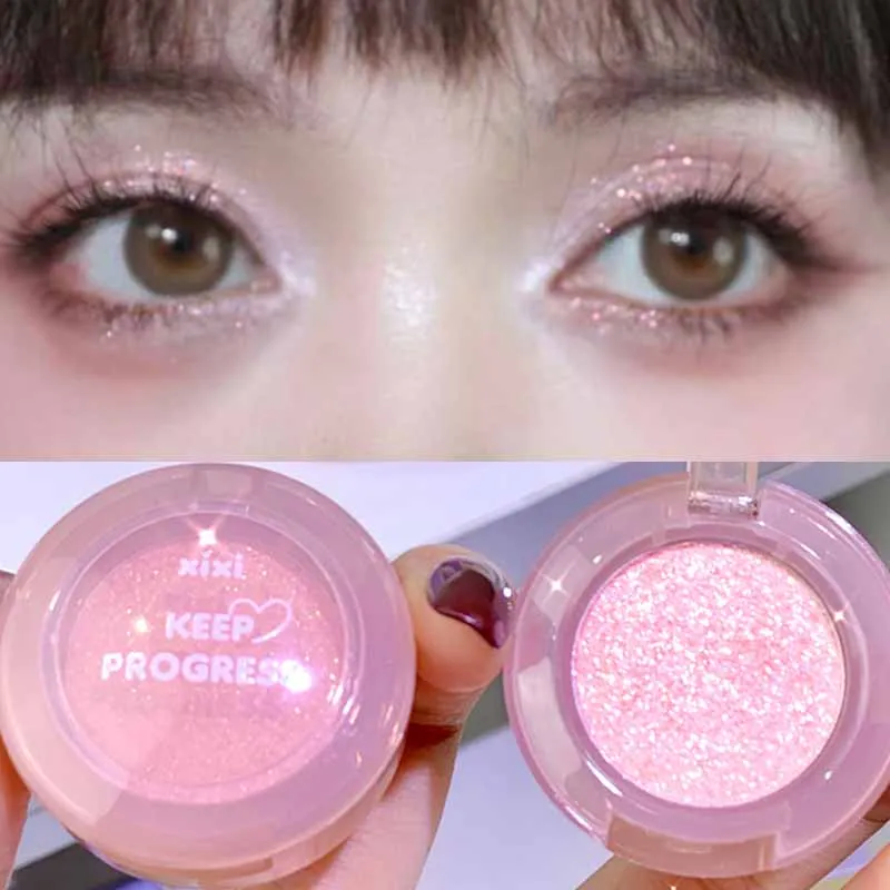 1 τμχ Μονόχρωμη High Gloss αδιάβροχη σκιά ματιών Peachy Pink μακράς διαρκείας μεταξένιο εύκολο στο χρώμα Diamond Shiny Eye Shadow Cosmetic