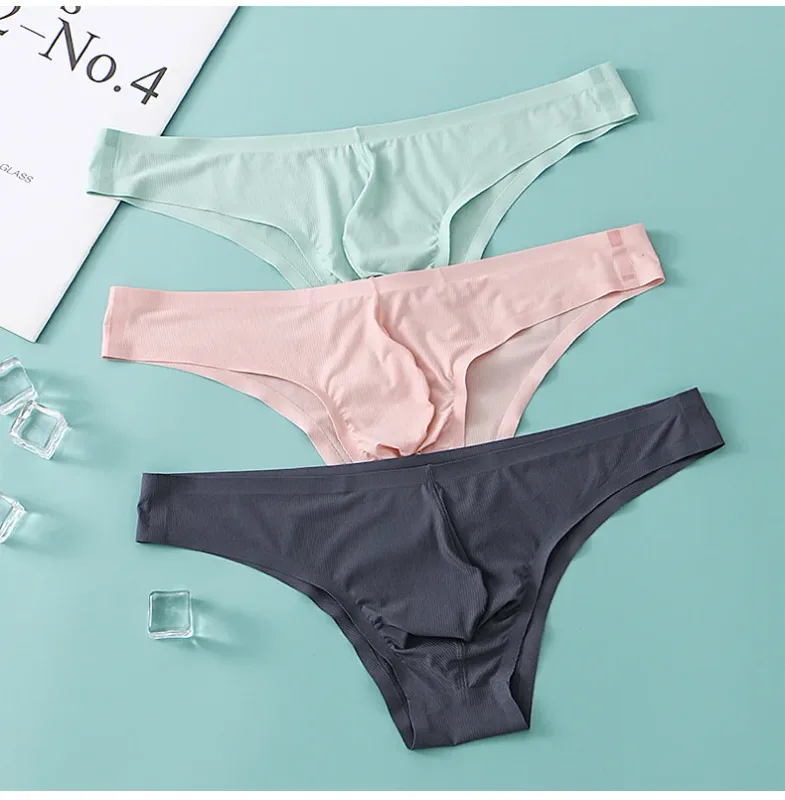 Half Hip Small Triangle Men's Underwear Low Waist Sexy Young Men Ice Silk Seamless Briefs Summer Lightweight Breathable Panties — image 15