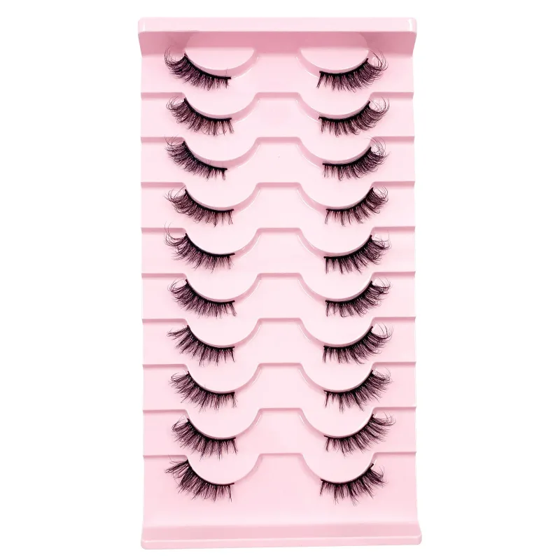 Τρισδιάστατες βλεφαρίδες Cat Eye Half Lashes 10 Pairs Half Lashes Natural Clear Stem False eyelash Extension Makeup Faux Cils maquiag — image 9