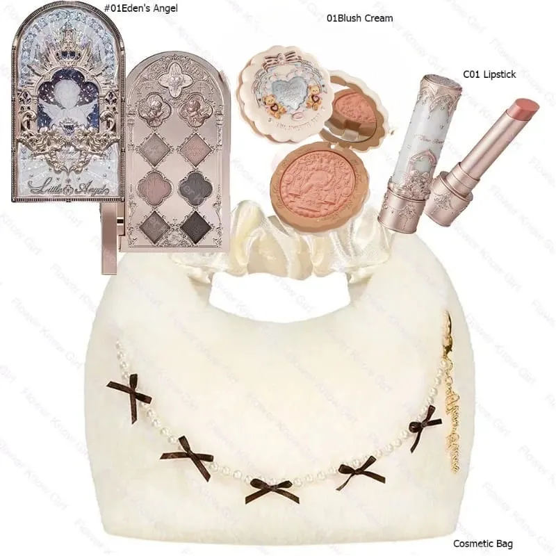 Makeup Flower Knows Set Shell Pearl Series Six Color Eyeshadow Palette Ανάγλυφο Blusher Shine Κιτ κραγιόν με τσάντα όλα μέσα
