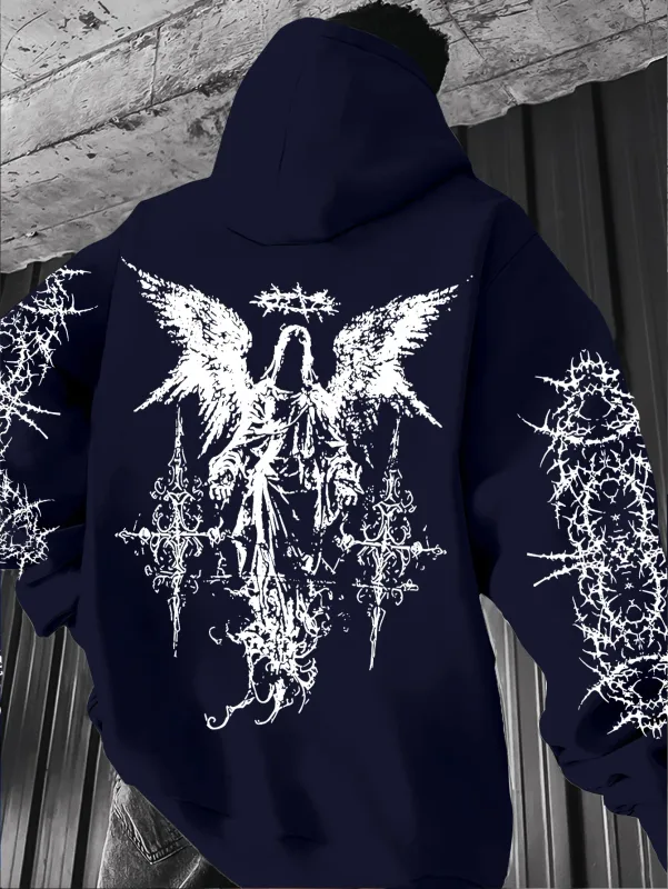 Sudaderas con capucha de estilo gótico con estampado de Ángel para hombre y mujer, sudadera informal de calle para exteriores, tendencia deportiva, sudadera de manga larga de Hip-hop para parejas, Otoño e Invierno — image 4