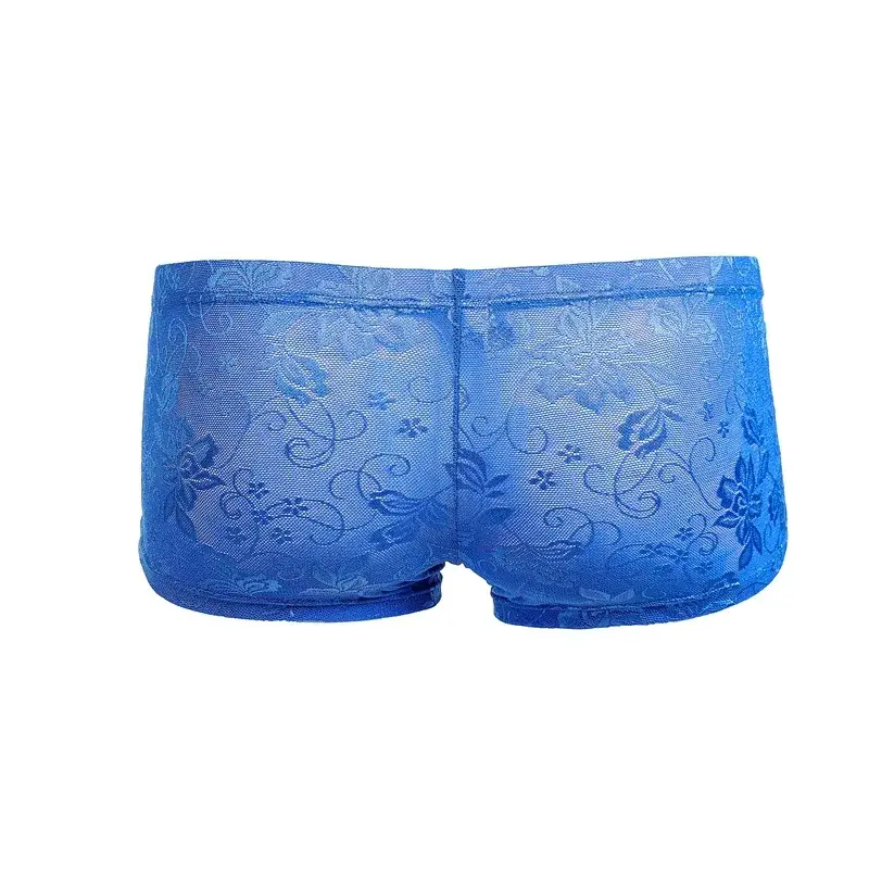 Men's Ice Silk Transparent Floral Lace Boxer Briefs Breathable Cool See-Through Underwear 5 Colors Available — image 10