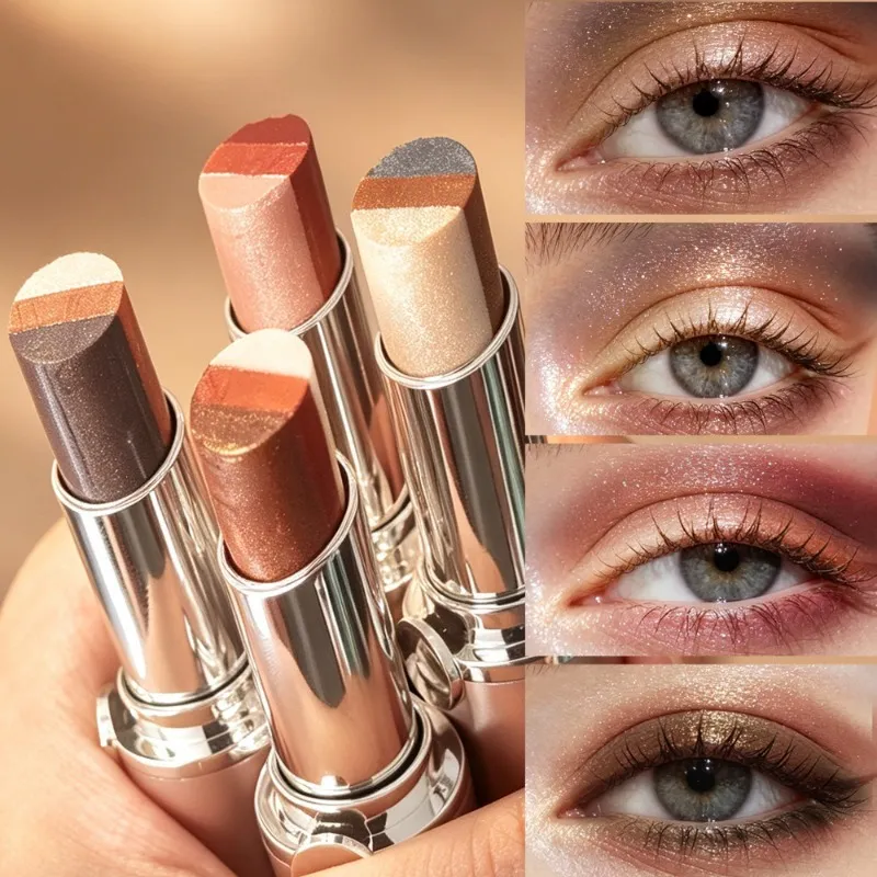 Tricolor Eyeshadow Stick Glitter Highlight Contour Shadow Stick Μακιγιάζ ματιών Αδιάβροχο με λάμψη και διάρκεια μεταλλικό μακιγιάζ για σκιές ματιών — image 3