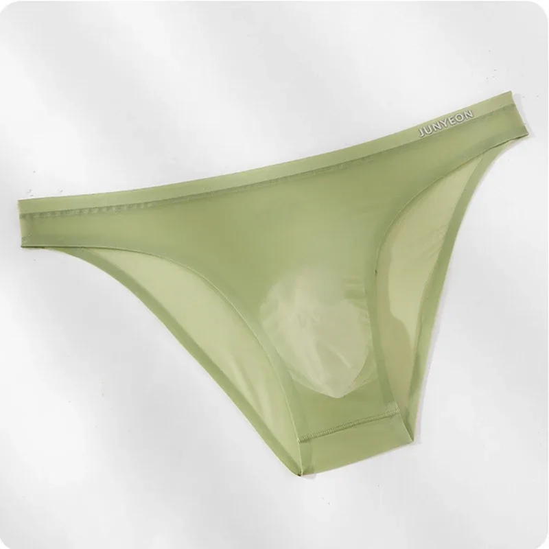 Seamless Quick Drying Men Briefs Underwear Solid Color Ice Silk Ultra-thin Underpants Sexy Breathable 3D Pouch Panties Undies — image 3