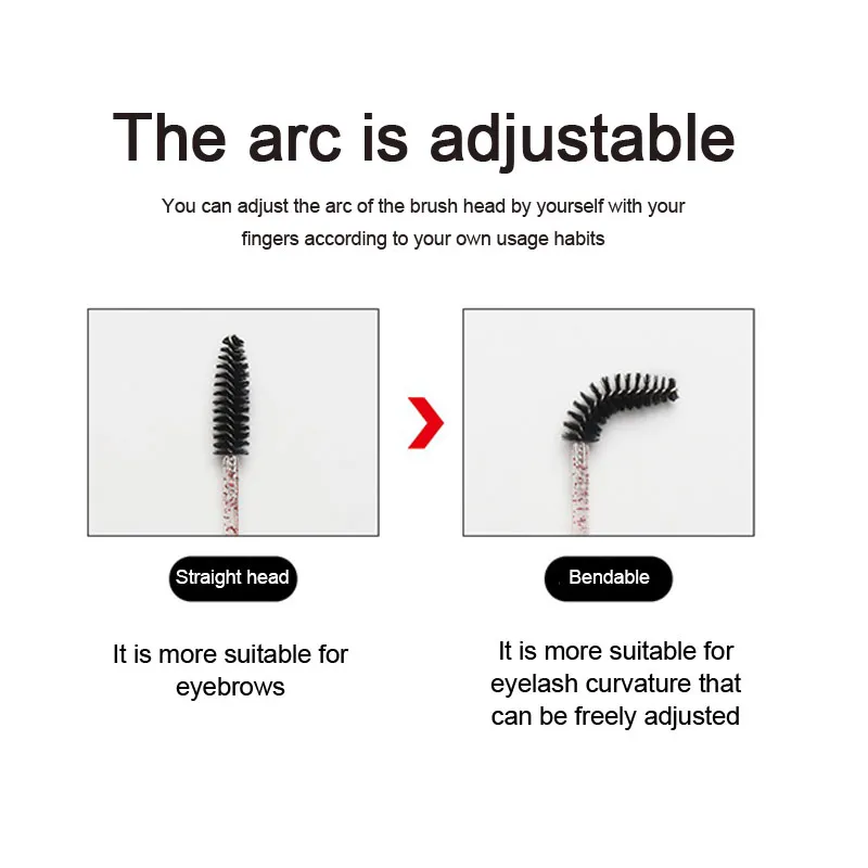 Νέο 50/100 τμχ Microbrush for Eyelashes Brush Crystal Spoolie Brushes Brown Comb Makeup Beauty Tool for Eyelashes HZS24 — image 5