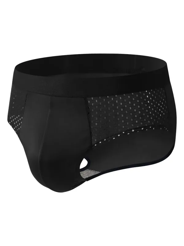 5-Pack Men's Ice Fabric Briefs with Semi-Mesh Design, Comfortable, Cool and Breathable Ideal for Daily Wear Simple Black Briefs — image 2