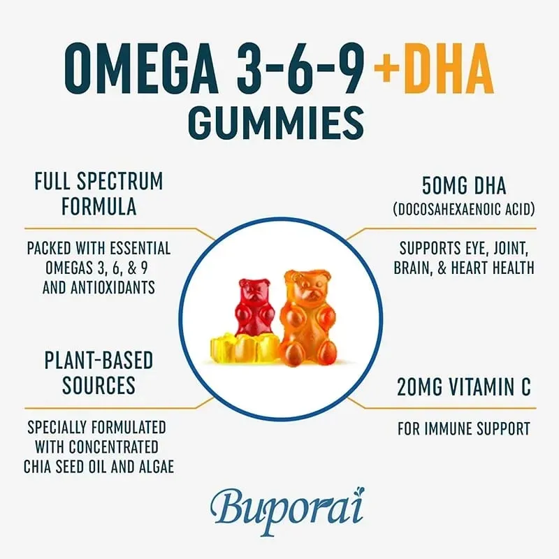 Omega 3 6 9 + DHA gumicukor - Az agy egészsége javítja a koncentrációt Memória javítja a vérkeringést a szem támogatása — image 4