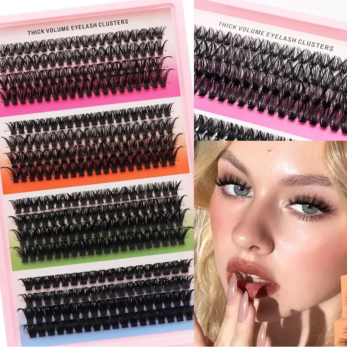 Cat Eye 16 שורות Cluster Lashes 406080100P מעורב עשה זאת בעצמך ריסים בודדים מגש עבה עשה זאת בעצמך הארכת ריסים ריסים נפח Wispy — image 3