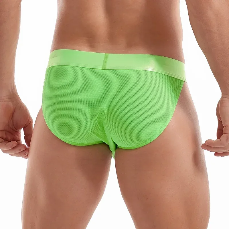 Jockmail Mans Underwear Gay Brief Nylon Mesh Sexy Low Waist Ropa Interior Hombre Letter Embroidery Sissy Panties Male Lingerie