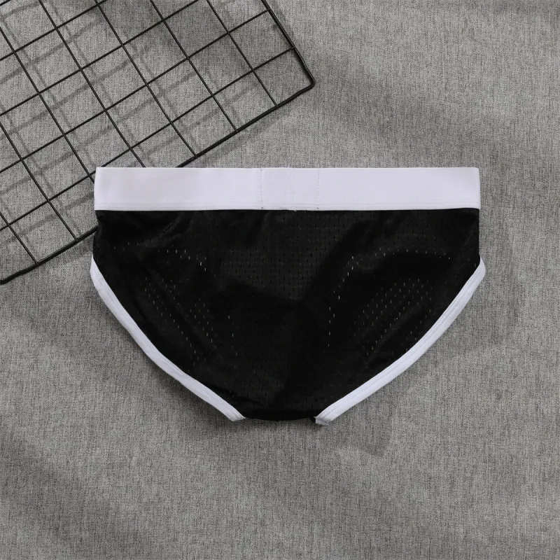 2026 solid color new men's low waist through mesh breathable briefs addicted underwear AD4-M388 — image 15