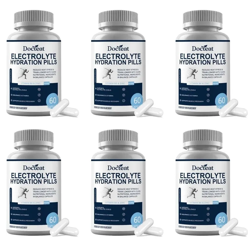 Electrolyte Hydration Capsules with Vitamin B6 & Zinc for Hydration Endurance & Muscle Recovery Support 60 Capsules
