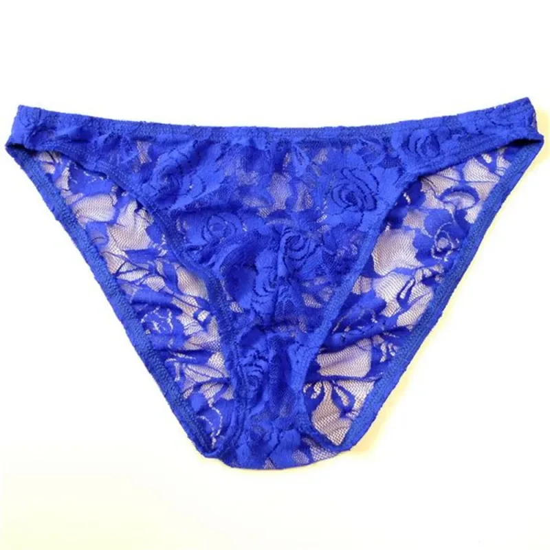 Sexiga män Spets Transparenta trosor Perspektiv Underkläder Hollow Out Rose Mesh Lågväxt manliga trosor — image 10