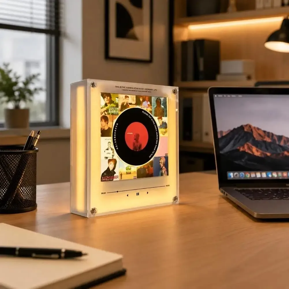 NFC Music Player Ψυγείο Μαγνητικό αυτοκόλλητο Ακρυλικό περιστροφικό μηχάνημα δίσκου Αυτόματη συσκευή αναπαραγωγής τραγουδιού για νυχτερινό φως ψυγείου — image 5