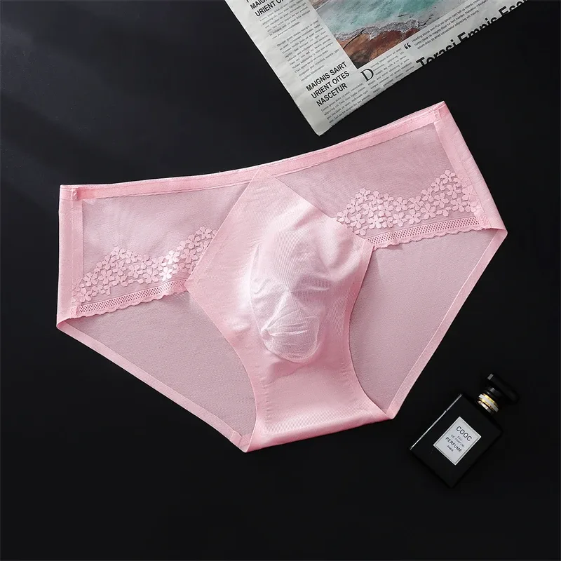Thin men's underwear ice silk cuecas masculino 3D punching sexys tøy men cueca die splicing without trace calzoncillos hombre — image 7
