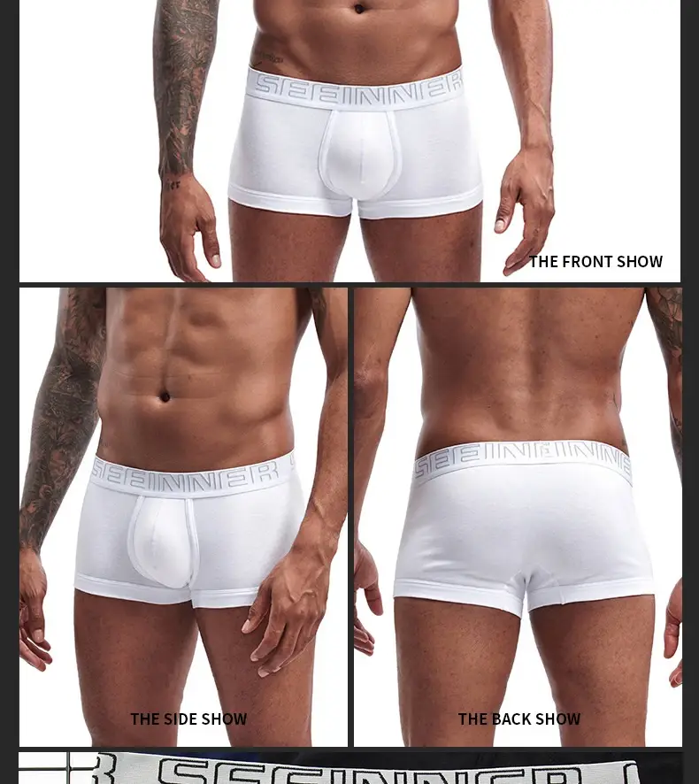 Seeinner Mens 복서 반바지 코튼 U 볼록한 주머니 속옷 부드럽고 편안한 속옷 Cueca Masculina M-XXL 블랙 화이트 그레이 — image 7