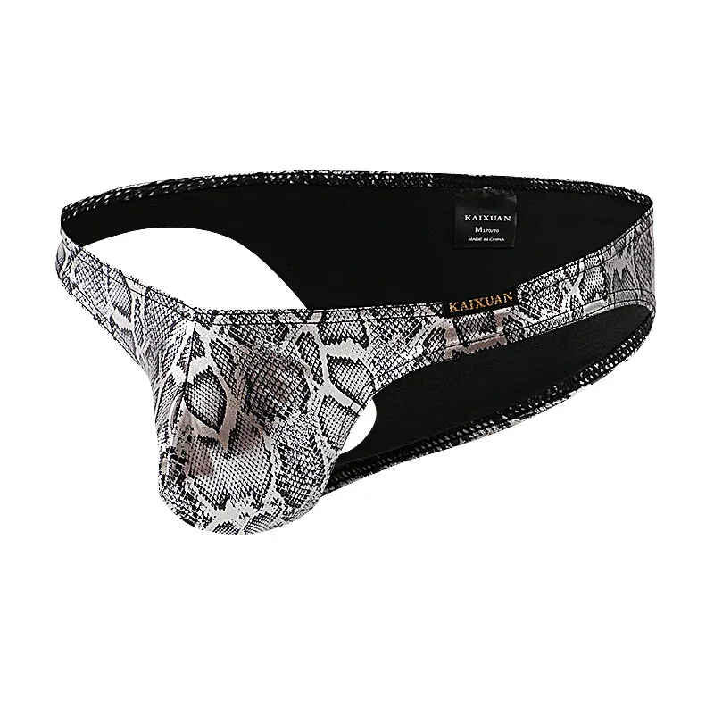 Mens Snake Skin Patterned Briefs with Sexy Bulge Pouch Bikini Underwear Comfortable Underpants by WANGJIANG Brand
