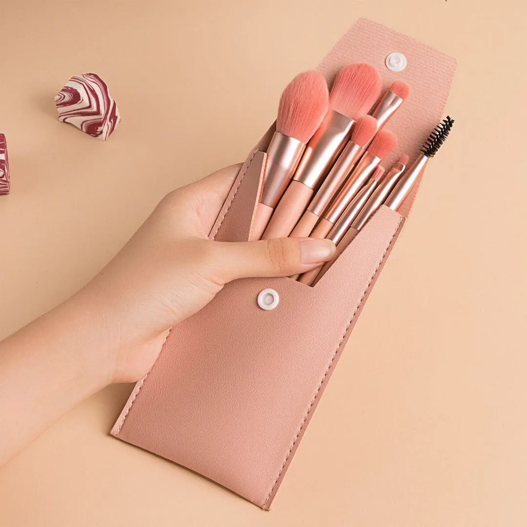 Mini Makeup Brushes Set Soft Synthetic Bristle Portable Cosmetic Brush Kit with Storage Pouch for Blush Eyeshadow Face Makeup — image 4