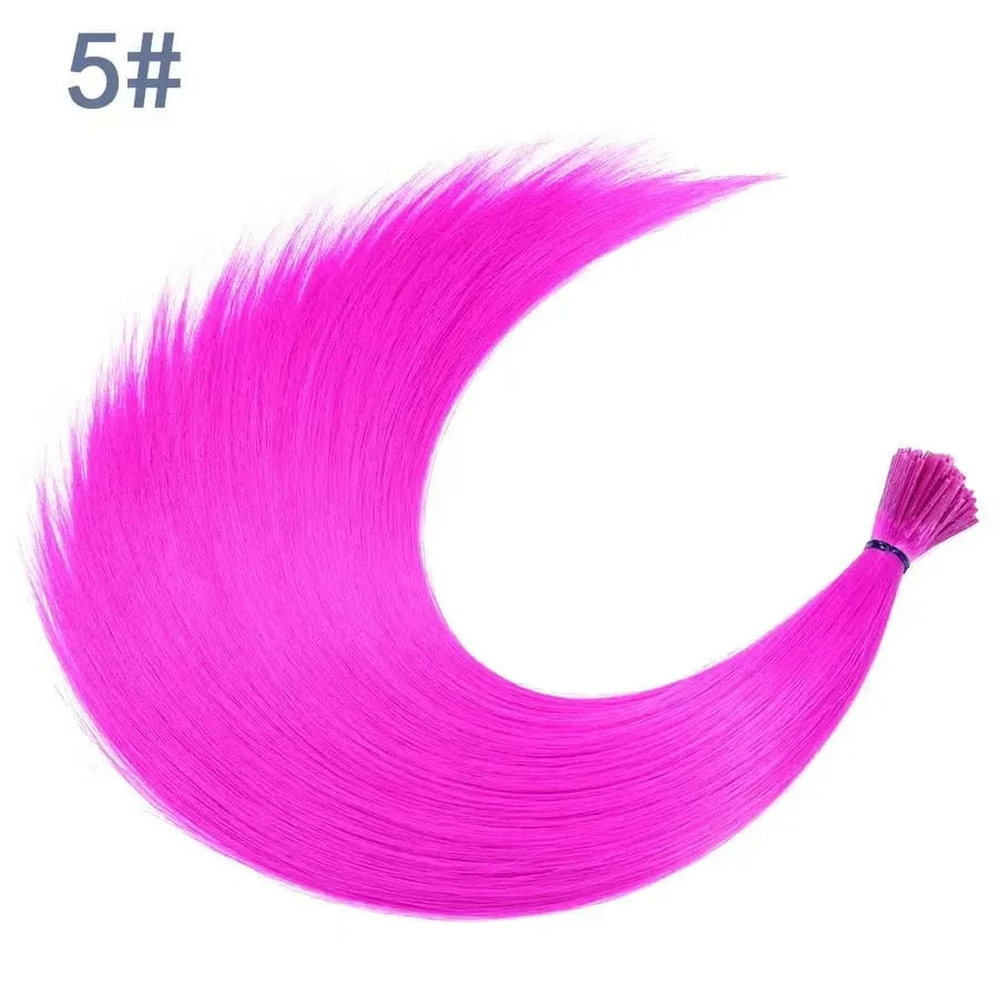 20" Rainbow Synthetic Hair Extensions Kit 10PCS Colored I-Tip Extensions with Micro Beads Hook Needle for Women Kids Cosplay — image 8