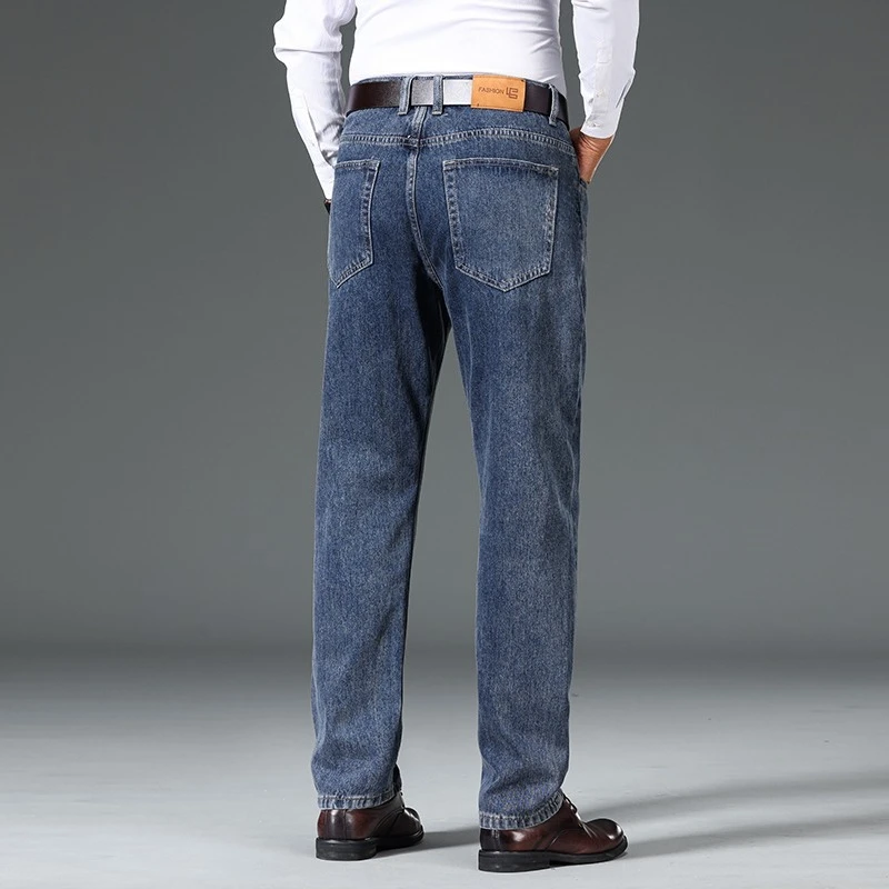 100% Cotton Business Jeans Men's New Straight Fashion Vintage Trousers Comfortable Male Brand Slim Denim Pants — image 6