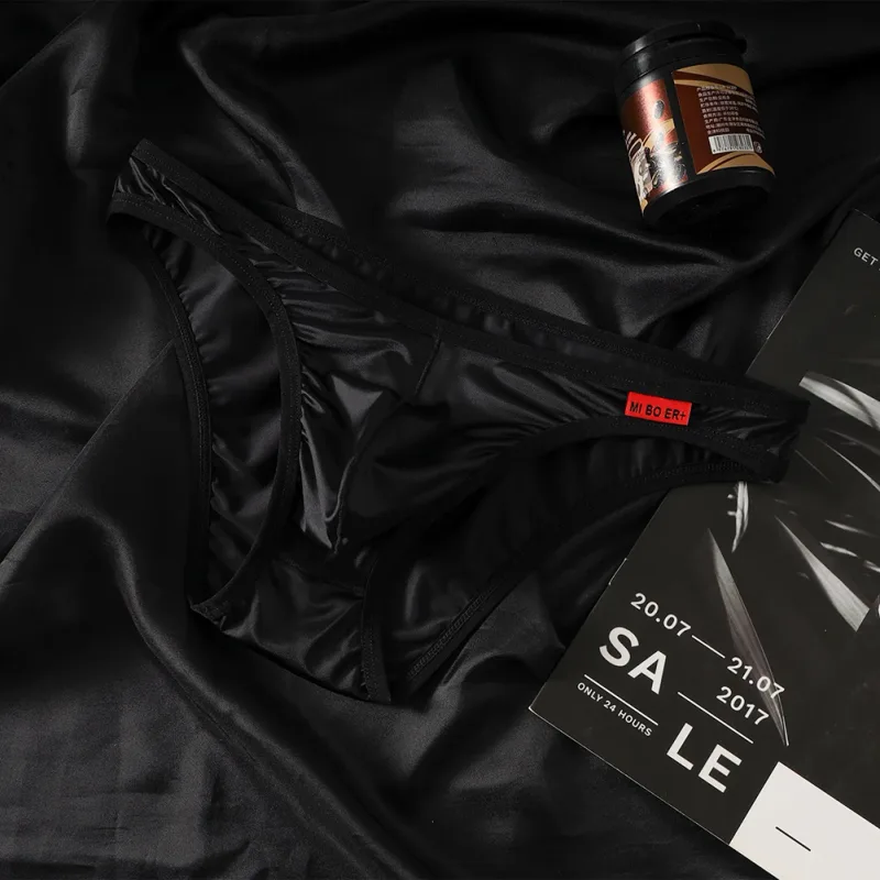 Slip da uomo in raso di seta elasticizzata con slip in seta di ghiaccio, lingerie, mutandine traspiranti, intimo senza cuciture, perizoma giapponese — image 8