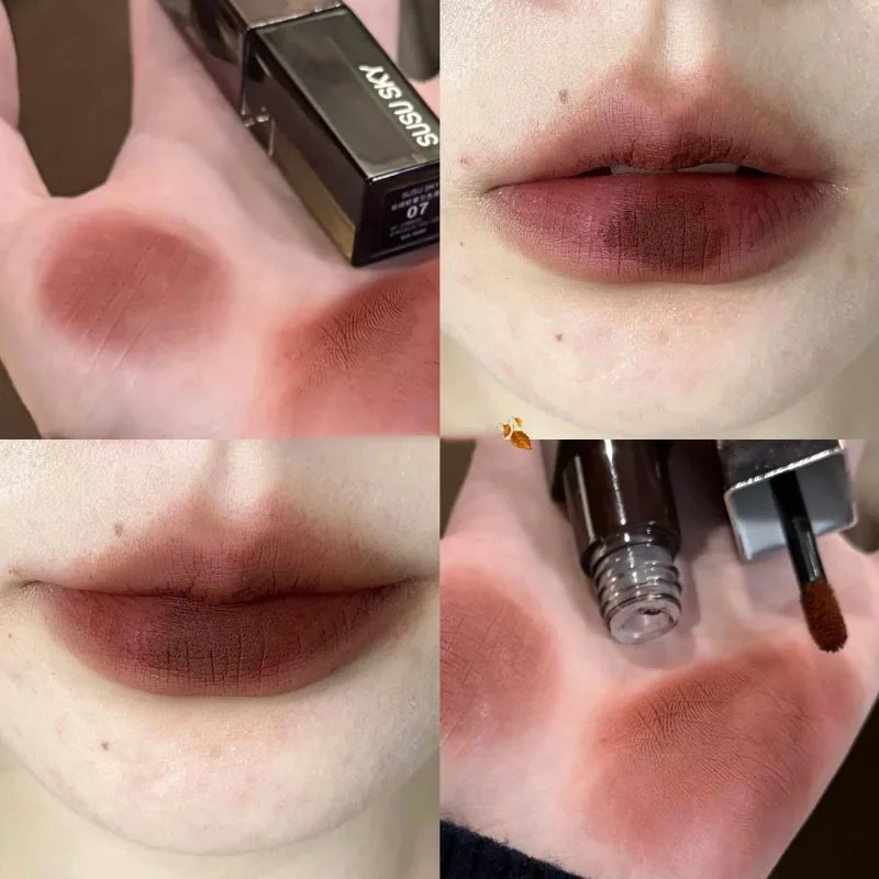 Αδιάβροχο Punk Gothic ματ μαύρο κραγιόν Μωβ Lipgloss Μακιγιάζ Mousse Lip Mud Σκούρο κόκκινο καφέ Κραγιόν Αντικολλητικό Cup Lip Tint — image 8