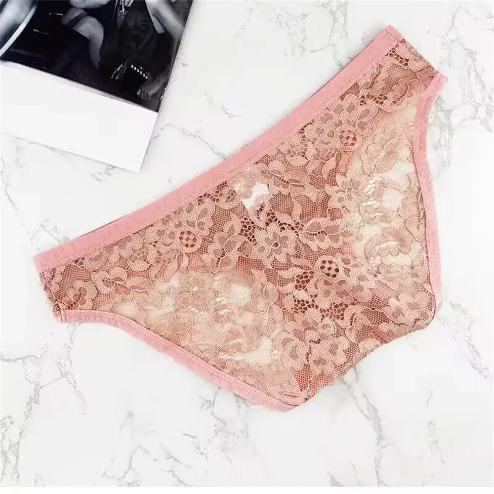 Men's Hollow Out Lace Briefs Shorts Transparent Mesh Underwear Plus Size Underpants Ultra-thin Breathable Jacquard Panties — image 4