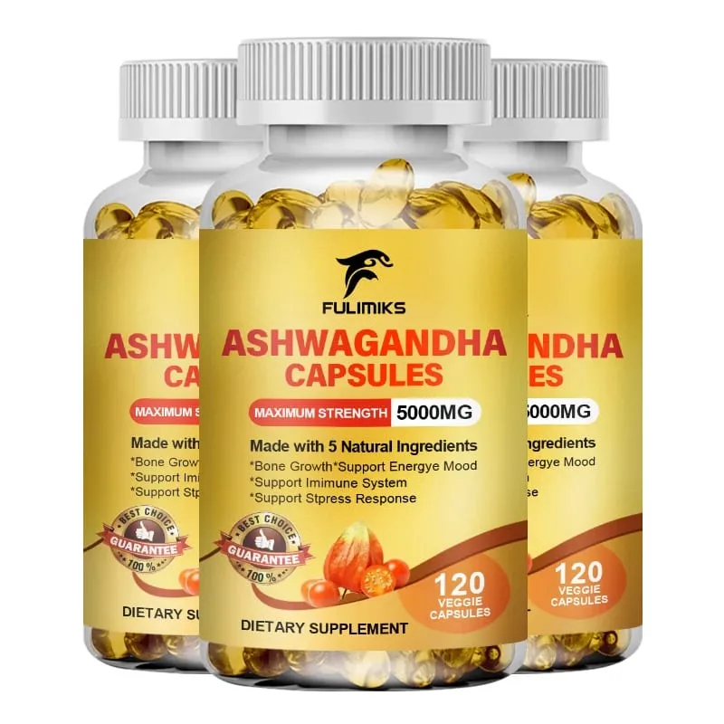 5000mg Ashwagandha Extract Capsules Help Deep Sleep Health Brain and Memory and Mental Stress Support Dietary Supplement