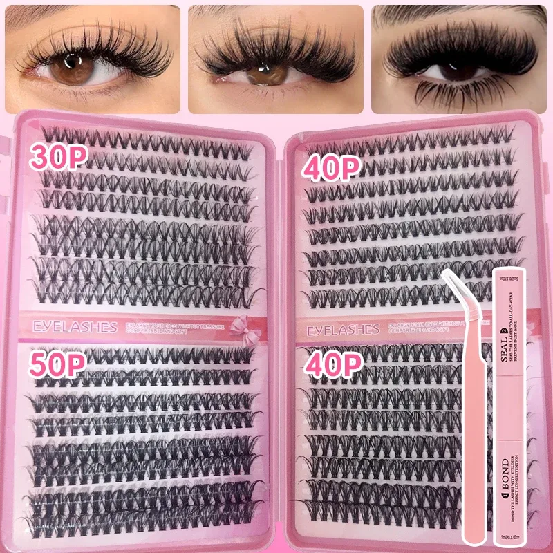 DIY Manga Spiky Cluster Lash Extensions Natural Mega Volume Individual Pre-cut Segmented Vlash for At-home Eye Makeup