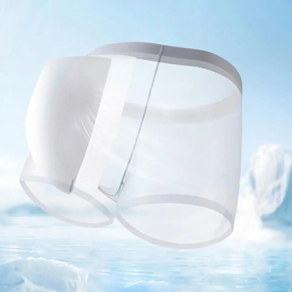 Bóxer transparente y ligero para hombre, ropa interior elástica de cintura media, pantalones cortos convexos en forma de U, bragas sin costuras