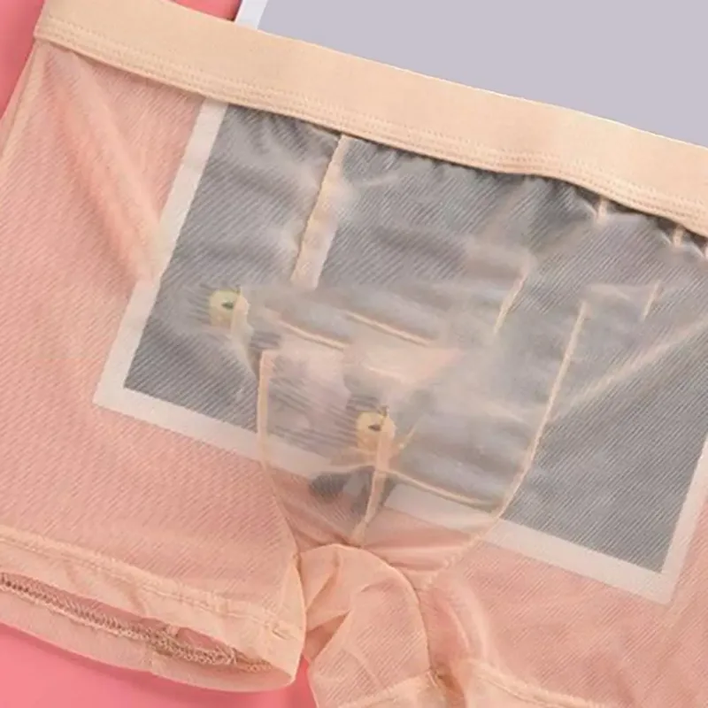 Bóxers transparentes para hombre, calzoncillos transparentes de malla Sexy, cintura baja, seda helada, bragas refrescantes finas, ropa interior para hombre