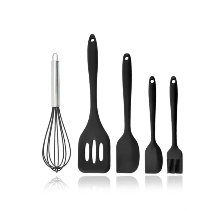 5 Pieces Cooking Utensils Silicone Baking Set Cooking Utensils Rubber Kitchen Utensils Baking Cooking Mixing Tools — image 3