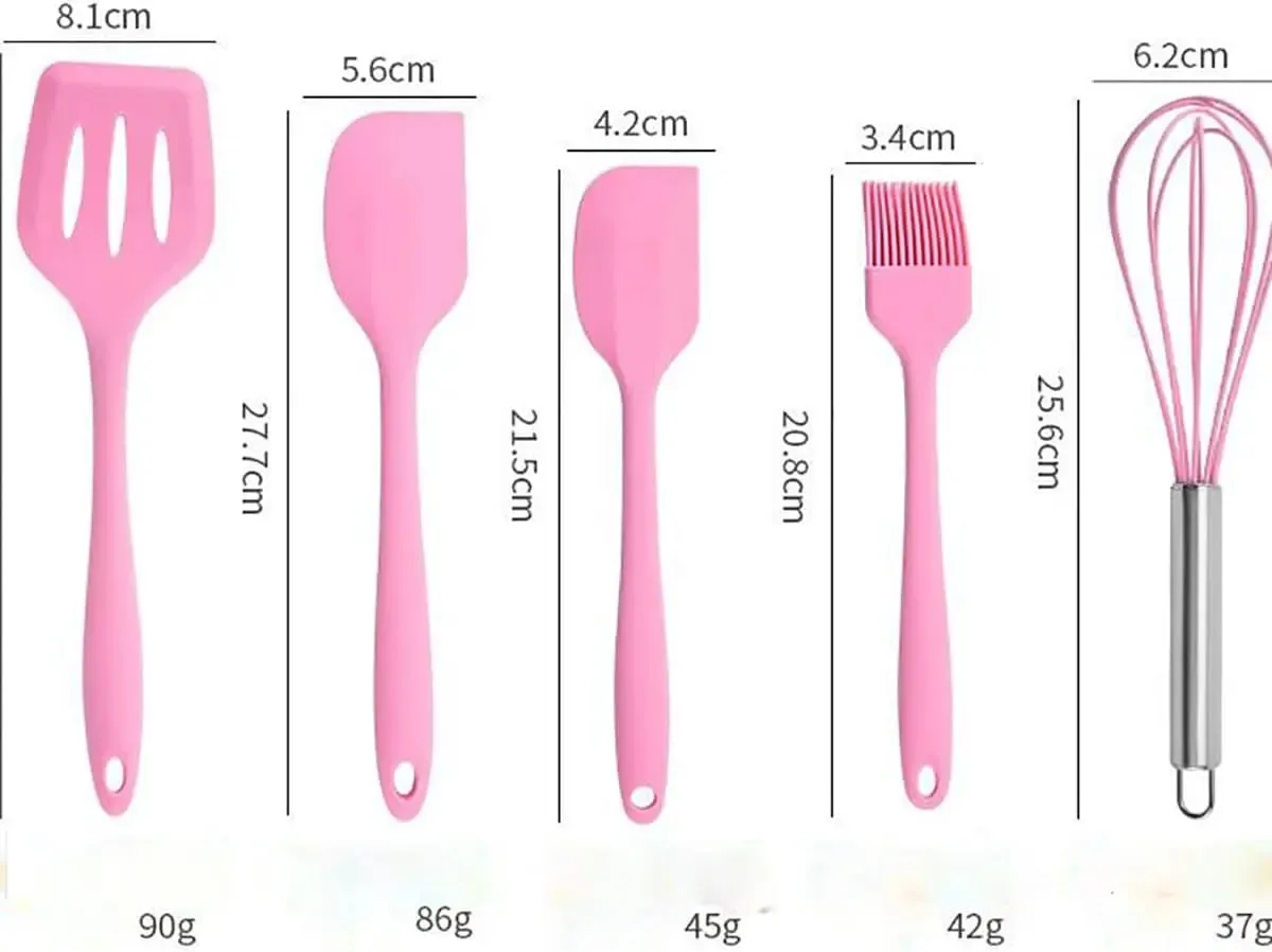 5 Pieces Cooking Utensils Silicone Baking Set Cooking Utensils Rubber Kitchen Utensils Baking Cooking Mixing Tools — image 2