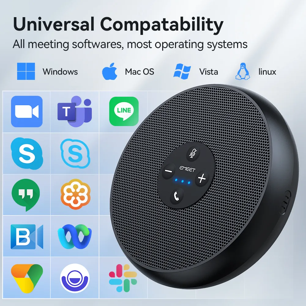 USB Wired Speakerphone Conference Speaker With 2 Mics 360° Voice Pickup Meeting Microphone for Zoom/WebEx/Microsoft Teams — image 7